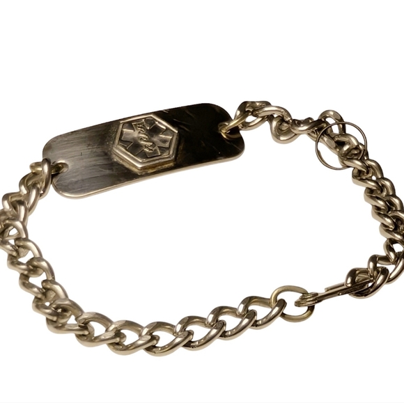 ACU-LIFE Medical Alert ID Diabetic Bracelet Silver Chain Engraved - Picture 2 of 8